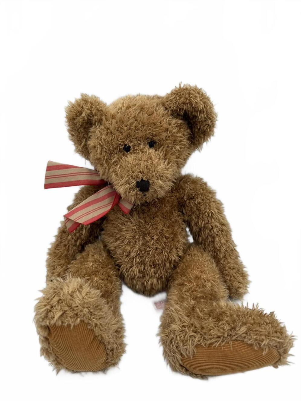 Vintage Russ Spencer Teddy Bear Plush Brown Soft Stuffed Animal Toy Ribbon